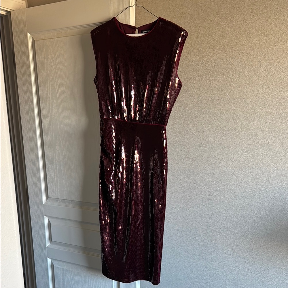 Elegant Burgundy Sequin Dress